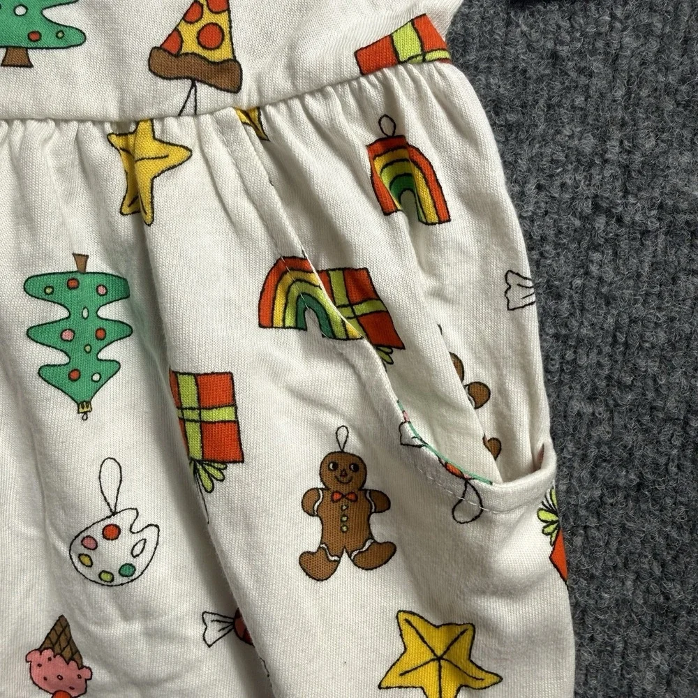 NWT Cat & Jack Girls Holiday Dress S 6/7 White Christmas Gingerbread Candy Tree